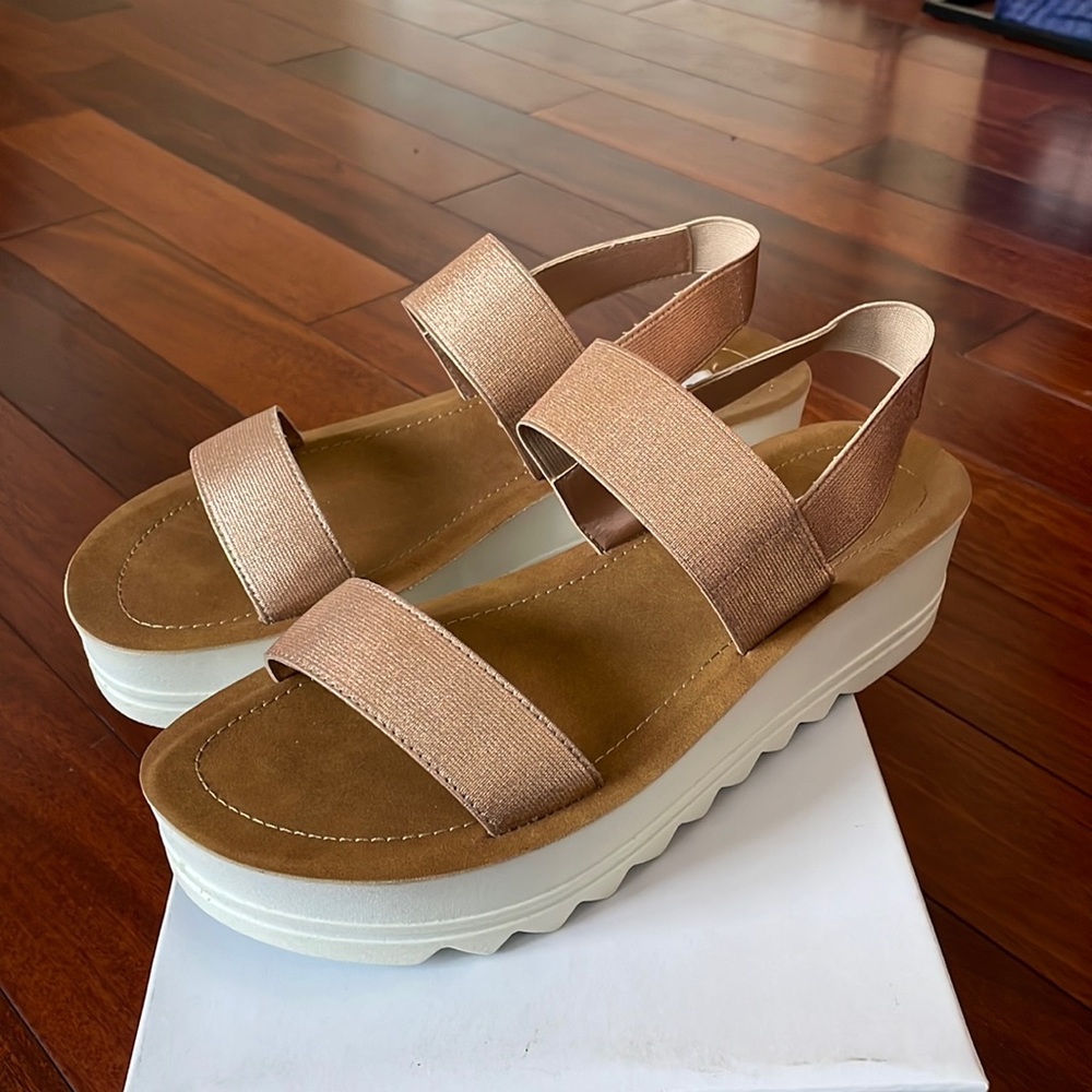 Steve Madden rose gold platform sandals